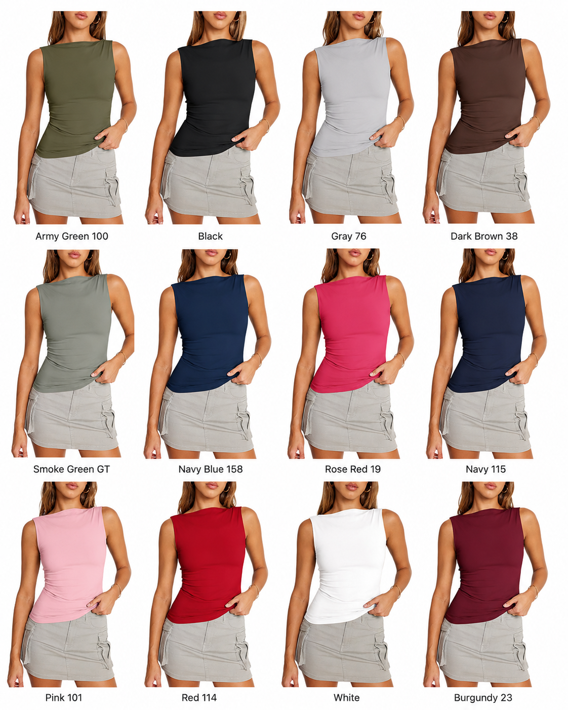 Top de tirantes para mujer con escote cuadrado y sin mangas