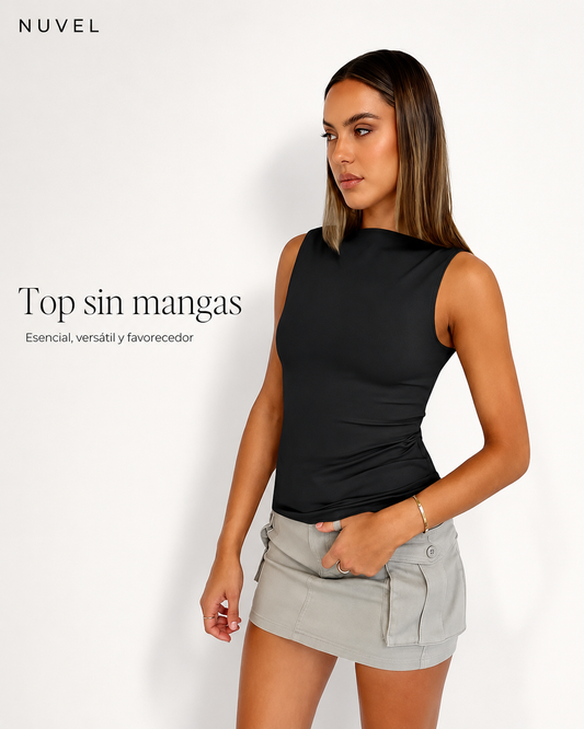Top de tirantes para mujer con escote cuadrado y sin mangas